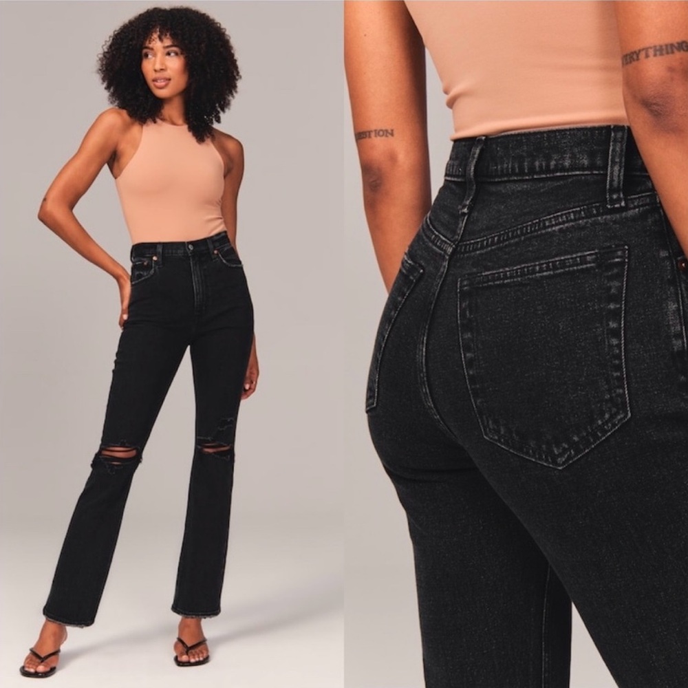 Abercrombie & Fitch “The Ankle Straight Ultra High Rise” Black Jeans EUC